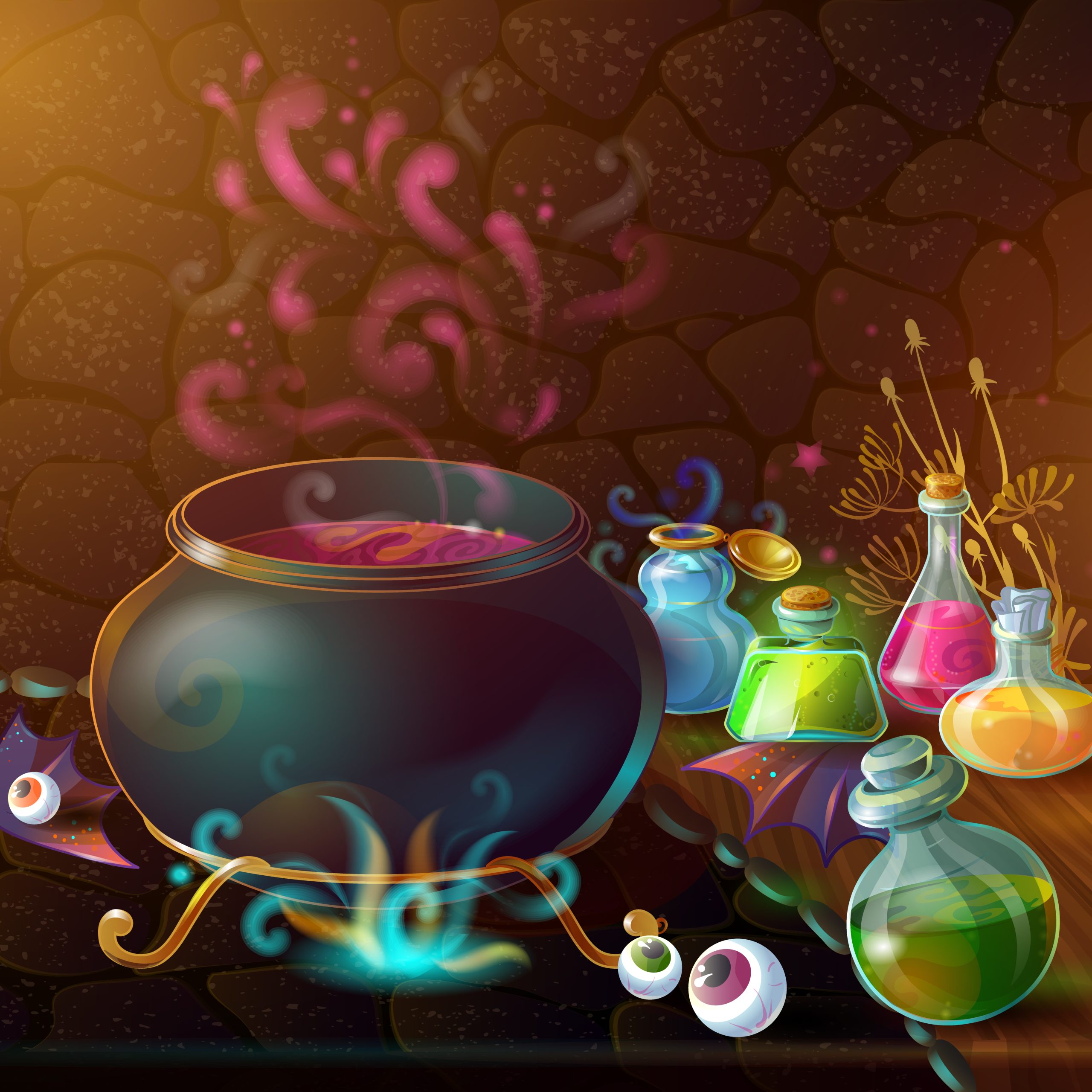 cauldron with potions to help conjure scannable text