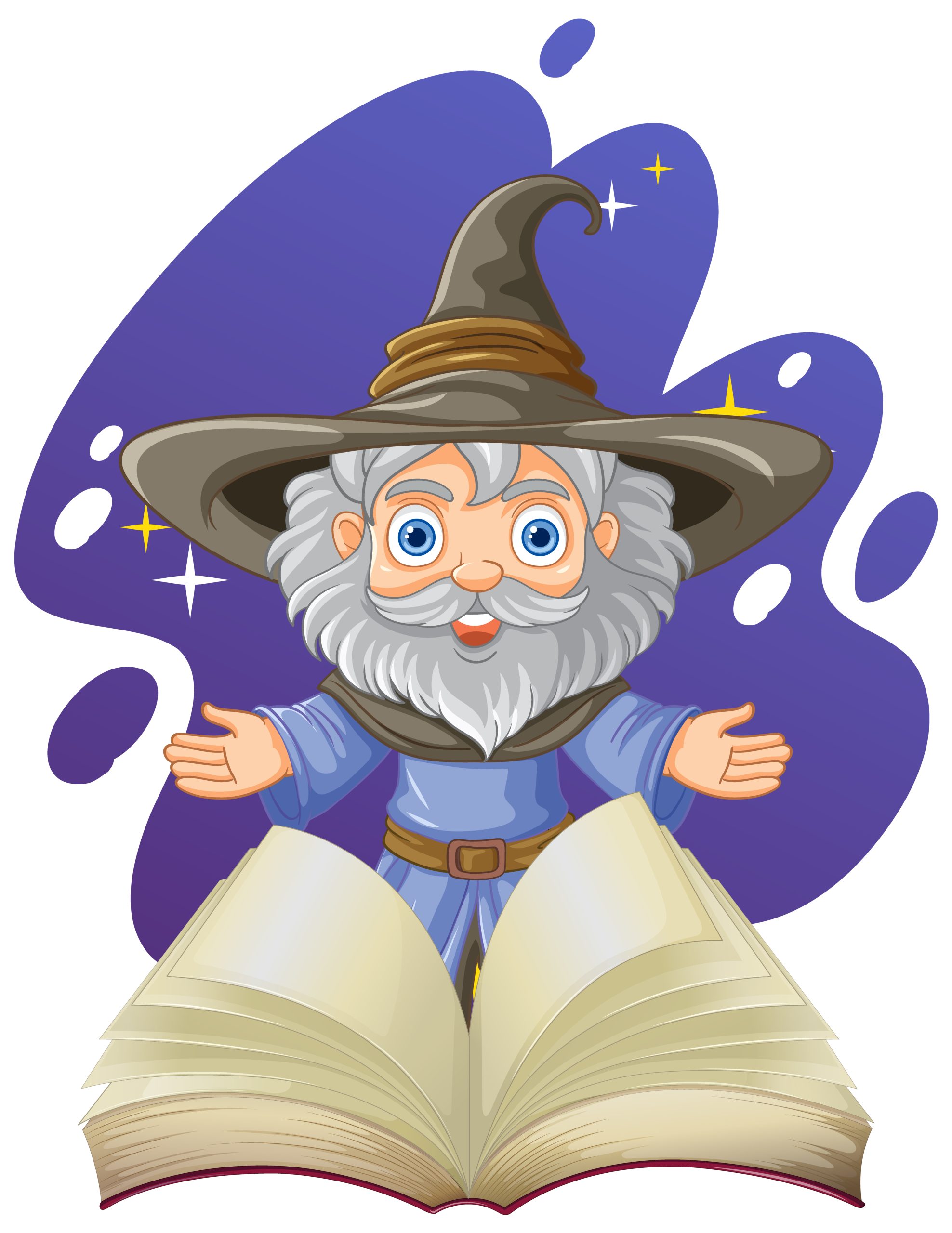 Wizard reading from a book to create seo sorcery