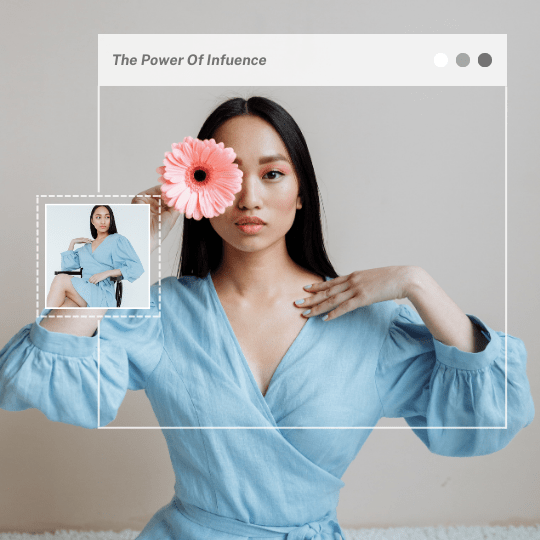 woman posing with flower representing an influencer for influencer marketing