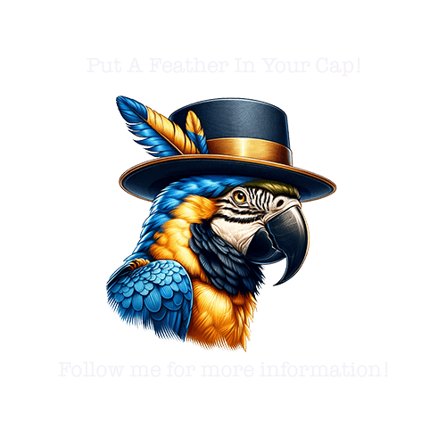 image of a blue and gold macaw with a hat on to represent a link to additional information regarding SEO is available