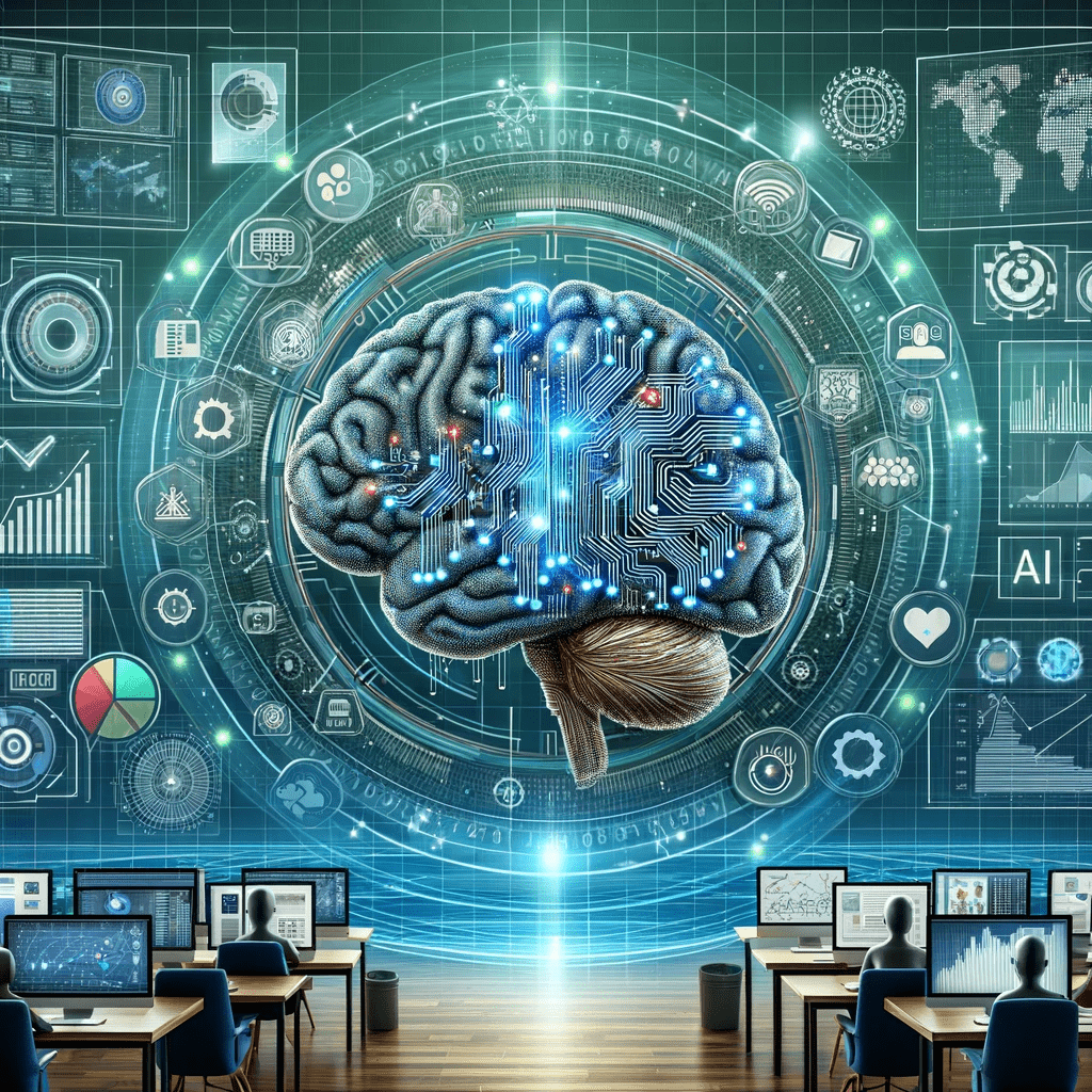image of a brain with circuitry inside it to represent how AI in marketing works